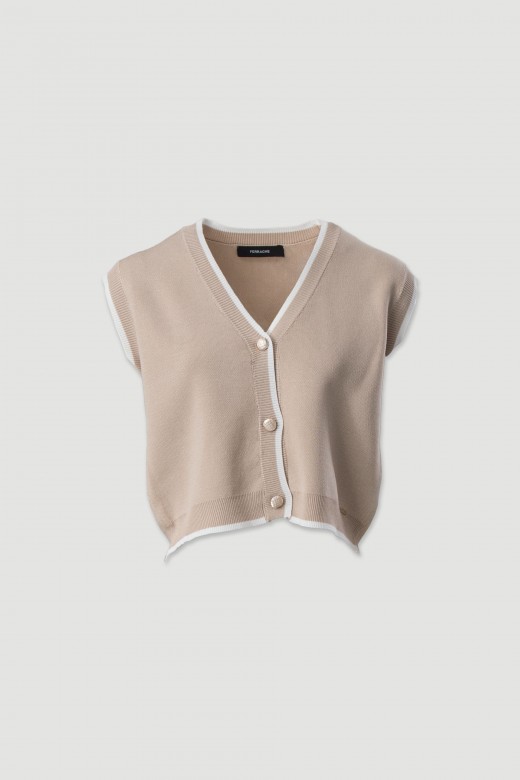 Gilet en maille avec rayure contrastante