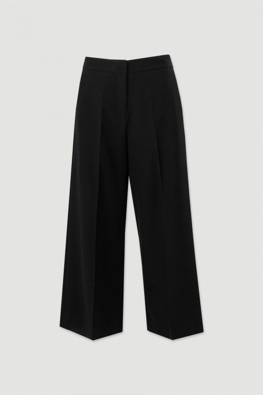 Wide leg culotte pants with elastic belt