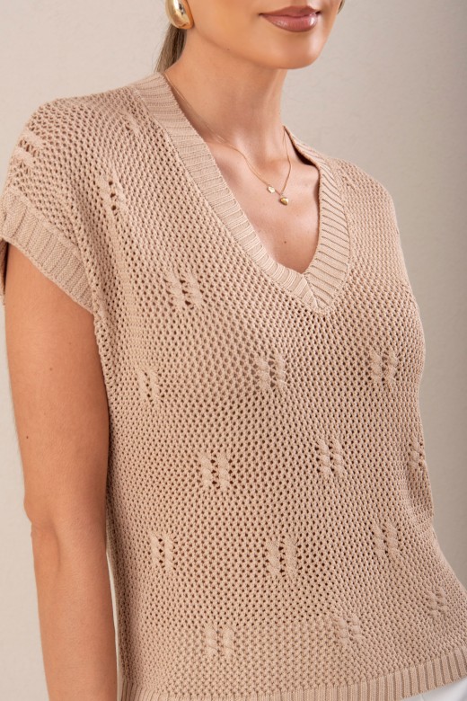 Pull en maille perfore avec dtail travaill