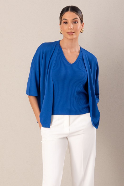 Conjunto de malha: casaco e top
