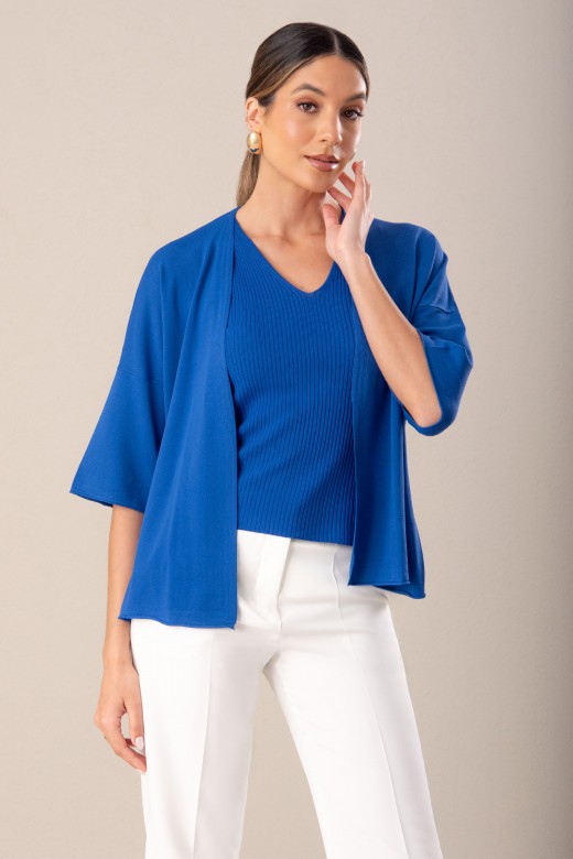Conjunto de malha: casaco e top