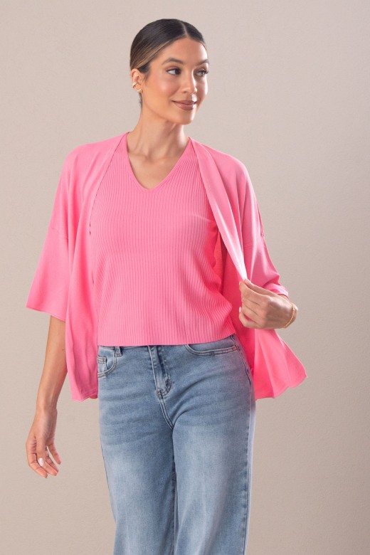 Conjunto de malha: casaco e top