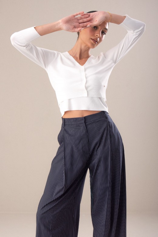 Conjunto de malha fina: casaco curto com top