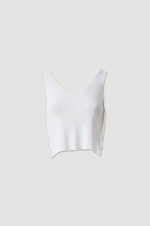 Conjunto de malha fina: casaco curto com top Conjunto de malha fina: casaco curto com top