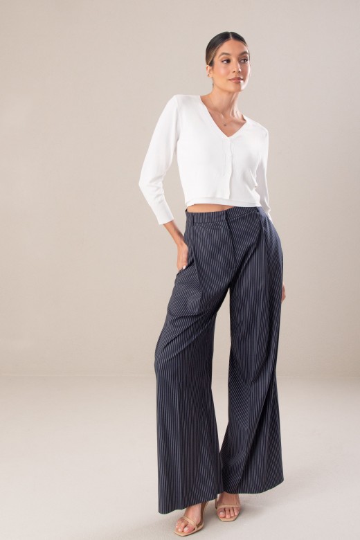 Conjunto de malha fina: casaco curto com top Conjunto de malha fina: casaco curto com top