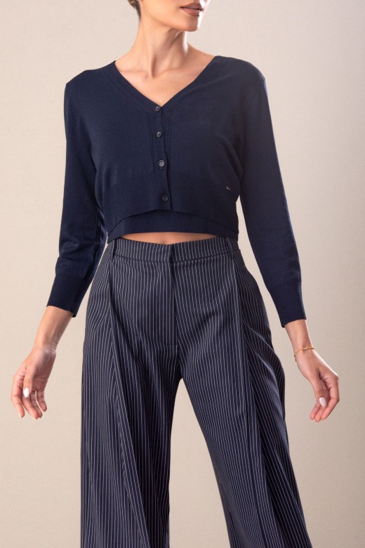 Conjunto de malha fina: casaco curto com top
