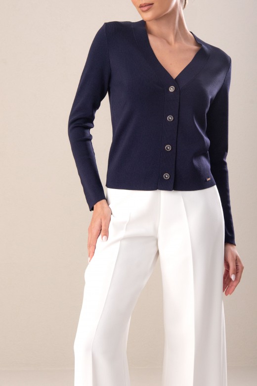 Short knit cardigan with custom buttons