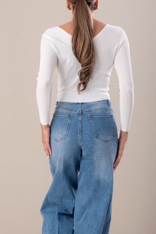 Pull court en maille ctele