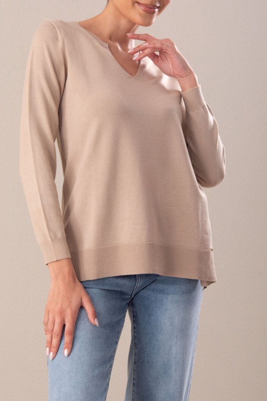 Camisola de malha bsica em bico