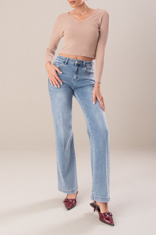 High-waisted straight-leg jeans