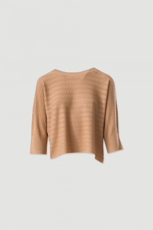 Camisola de malha trabalhada com manga 3/4