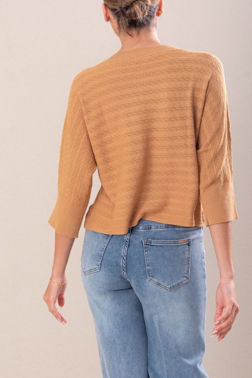 Camisola de malha trabalhada com manga 3/4