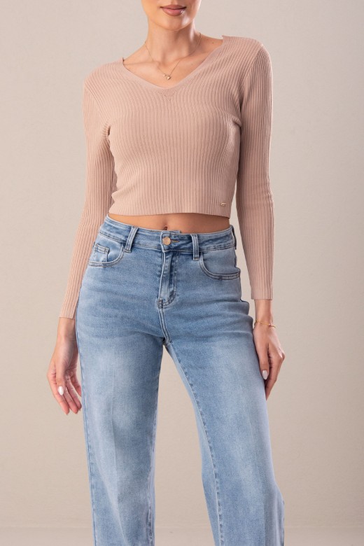 Pull court en maille ctele