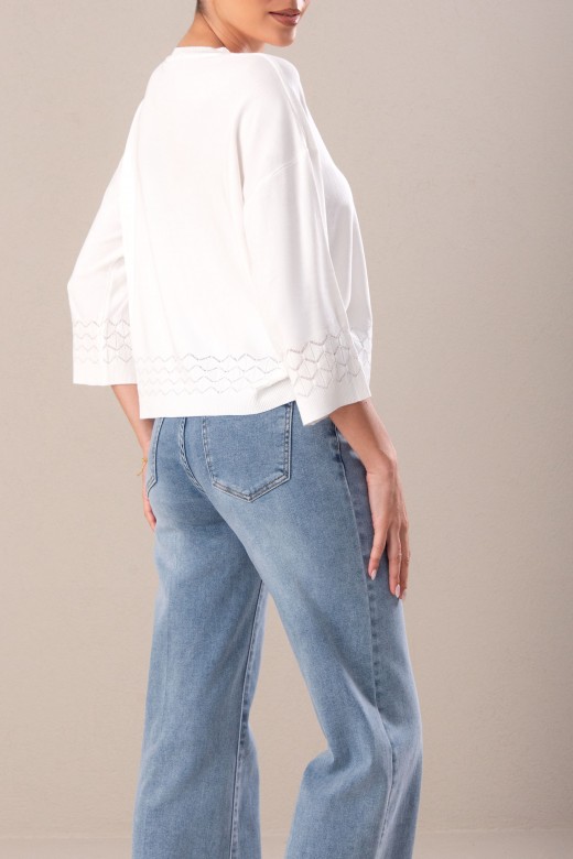 Camisola de malha fluida com detalhe perfurado