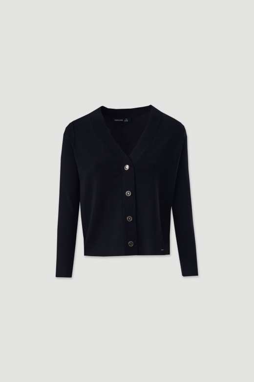Short knit cardigan with custom buttons
