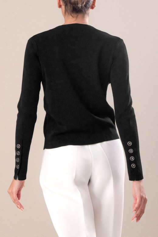 Short knit cardigan with custom buttons