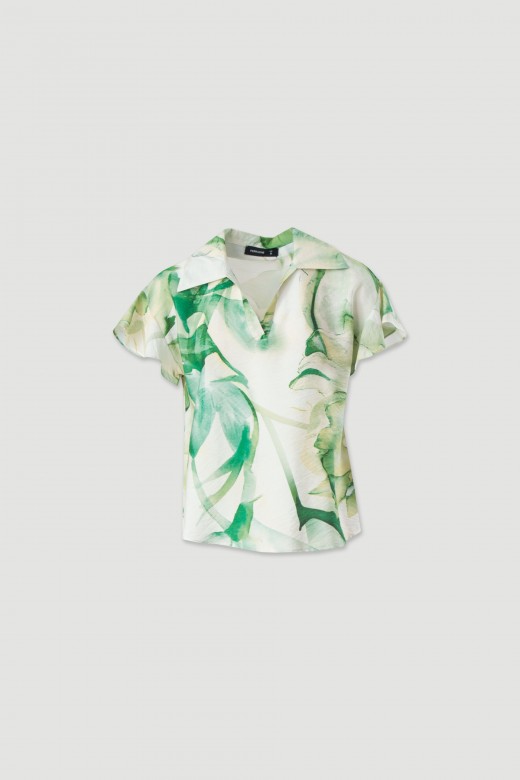 Blouse fluide imprime  manches courtes