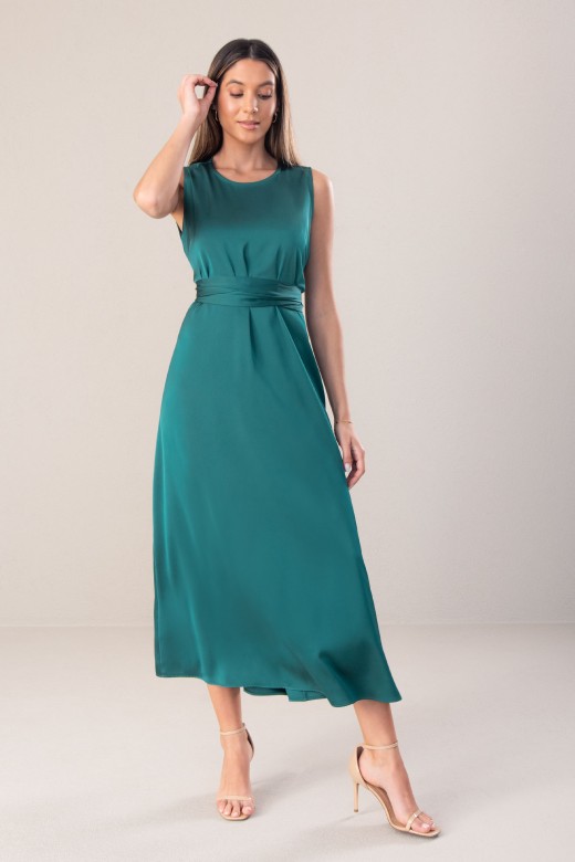 Vestido clssico midi acetinado