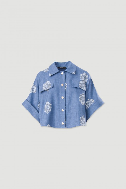 Cropped blouse with print