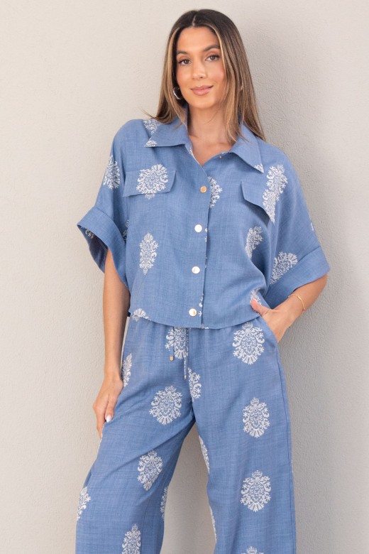 Cropped blouse with print