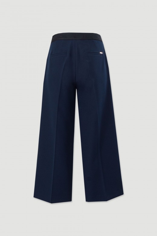 Calça culotte wide leg com cinto elástico Calça culotte wide leg com cinto elástico