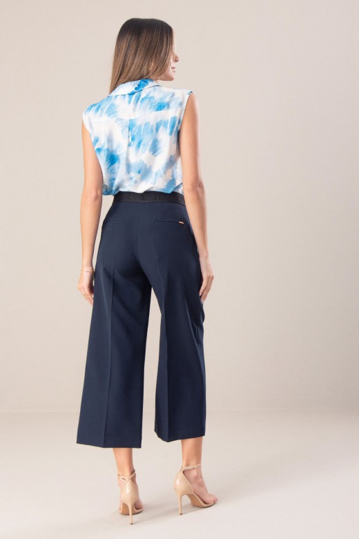 Cala culotte wide leg com cinto elstico