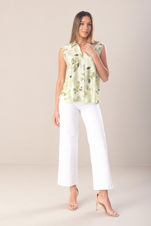 Blusa estampada de manga cava
