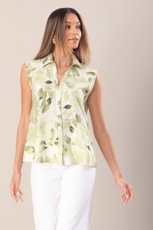 Blusa estampada de manga cava