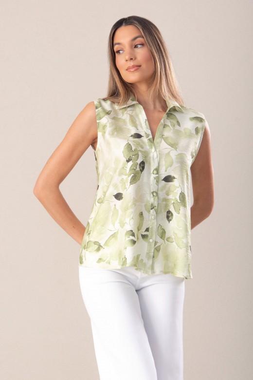 Blusa estampada de manga cava