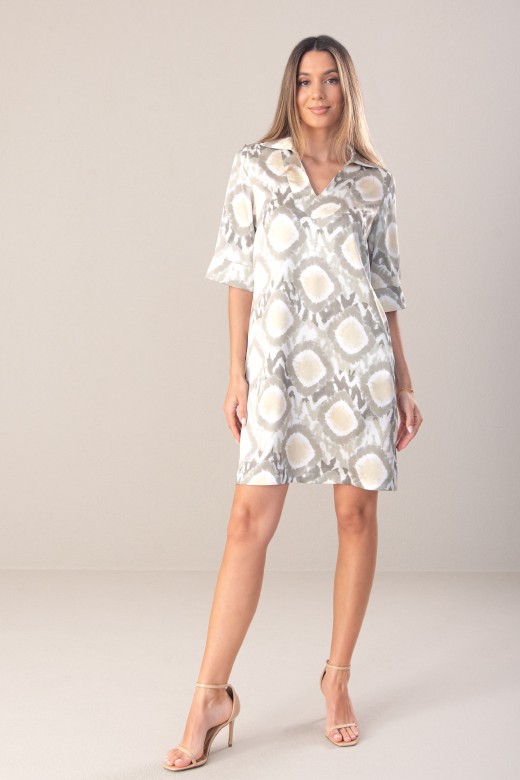 Short printed dress with 3/4 sleeves