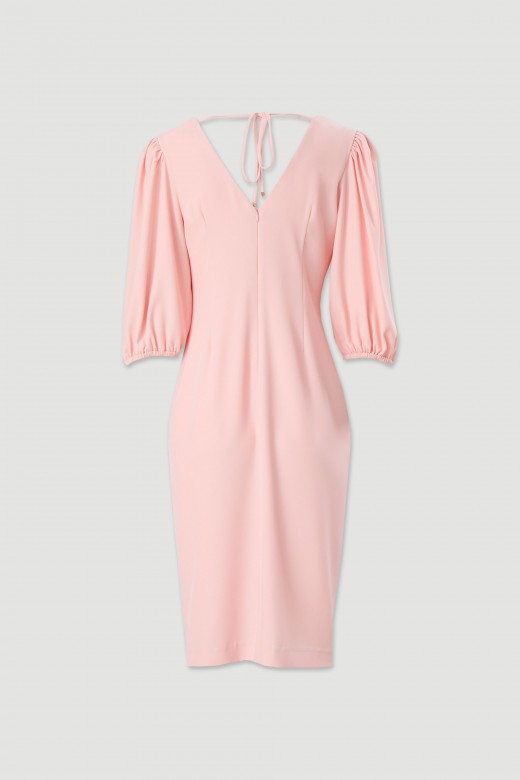 Fitted dress with puff sleeves