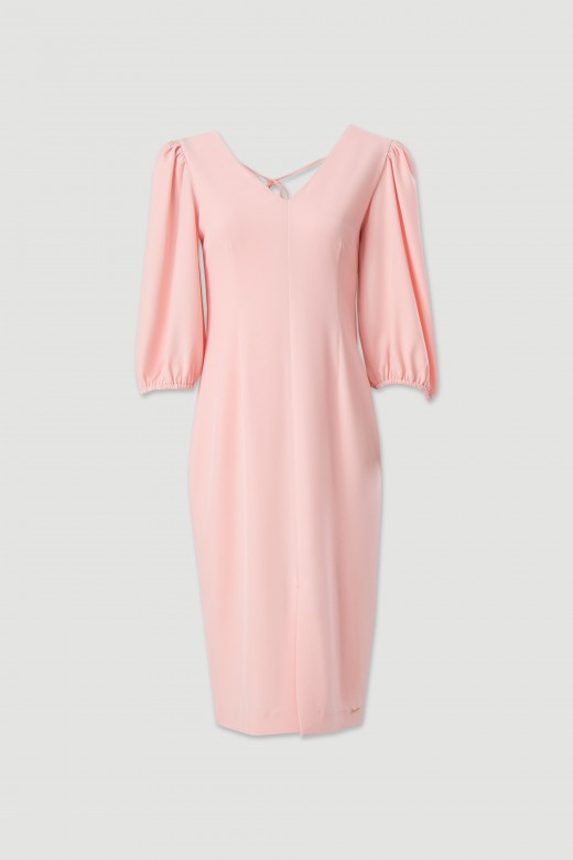 Fitted dress with puff sleeves
