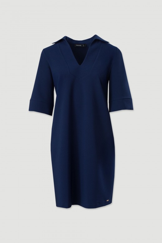 Robe courte avec col et manches 3/4
