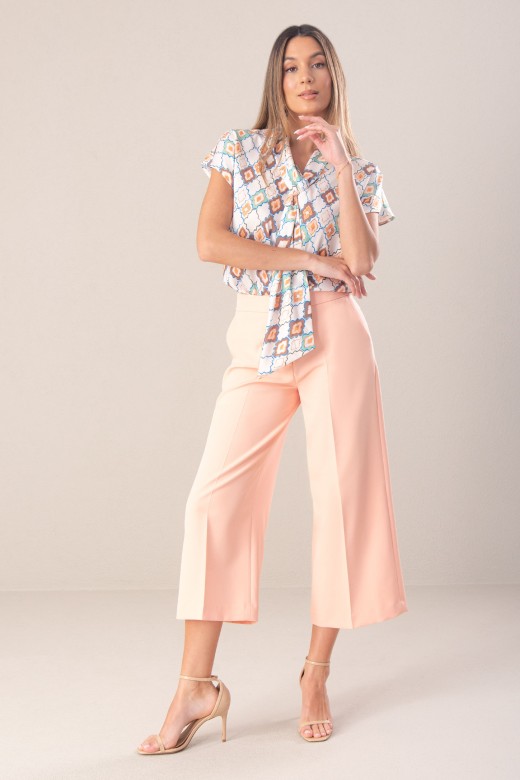 Cala culotte wide leg com cinto elstico
