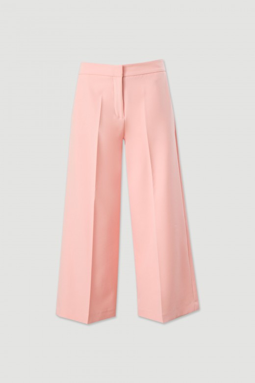 Calça culotte wide leg com cinto elástico Calça culotte wide leg com cinto elástico
