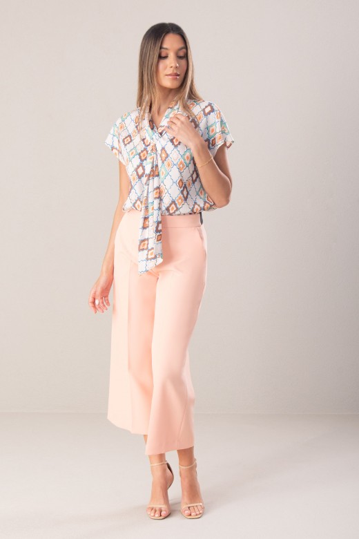 Cala culotte wide leg com cinto elstico