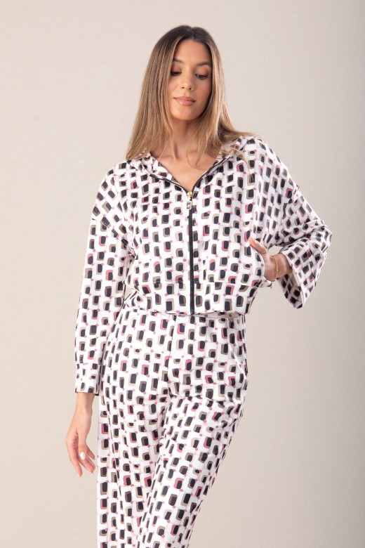 Casaco curto sportswear estampado