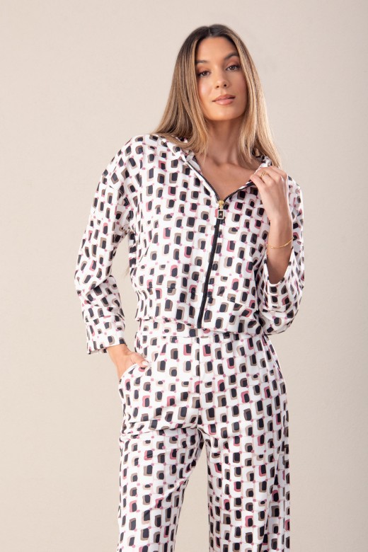 Casaco curto sportswear estampado
