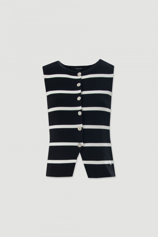 Gilet en maille ctele avec rayures