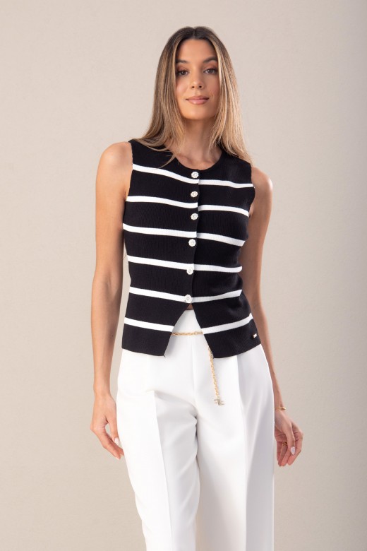 Gilet en maille ctele avec rayures