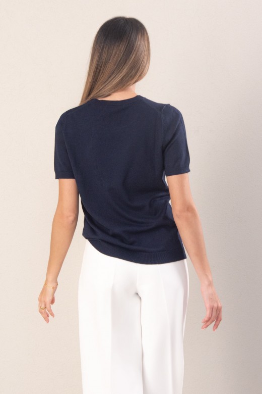 Camisola de malha de manga curta em viscose