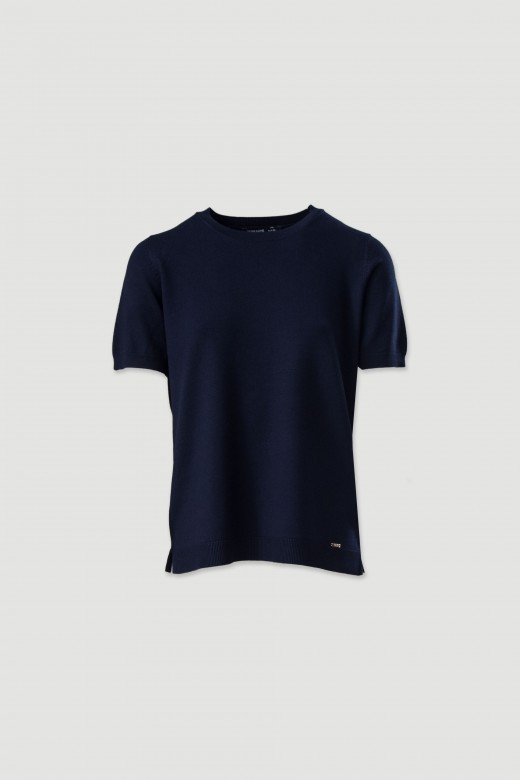 Camisola de malha de manga curta em viscose