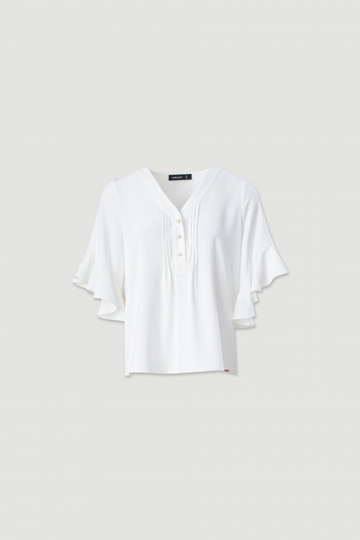 Fluid tunic with 3/4 sleeves