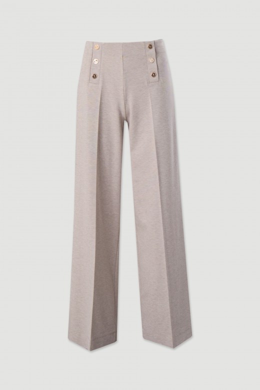 Wide-leg pants with an internal elastic waistband