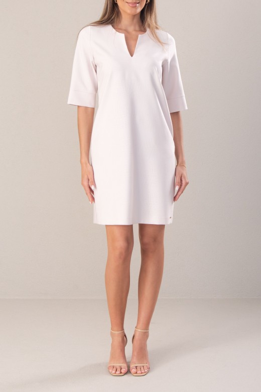 Vestido curto estampado com decote em bico
