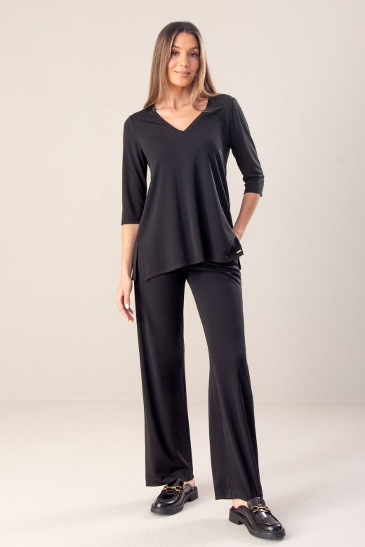 Wide leg knit pants