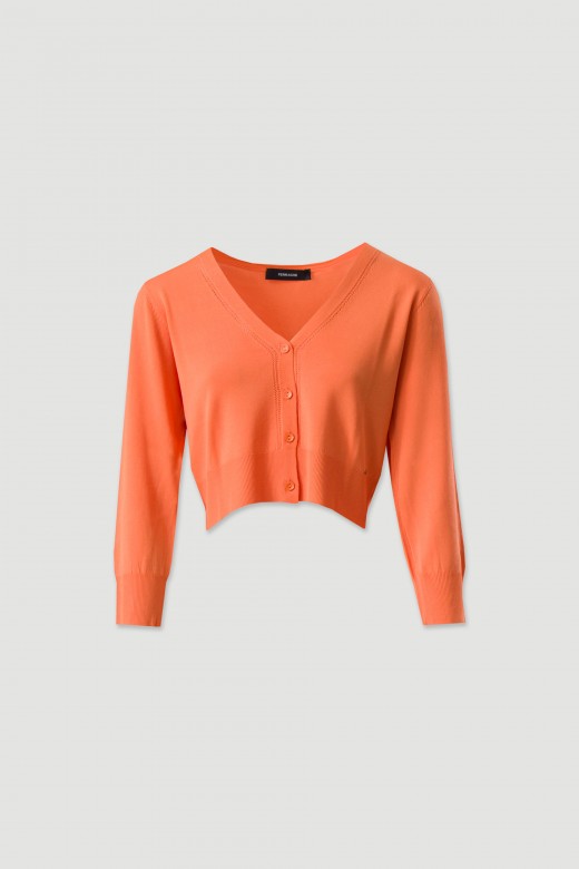 Conjunto de malha fina: casaco curto com top