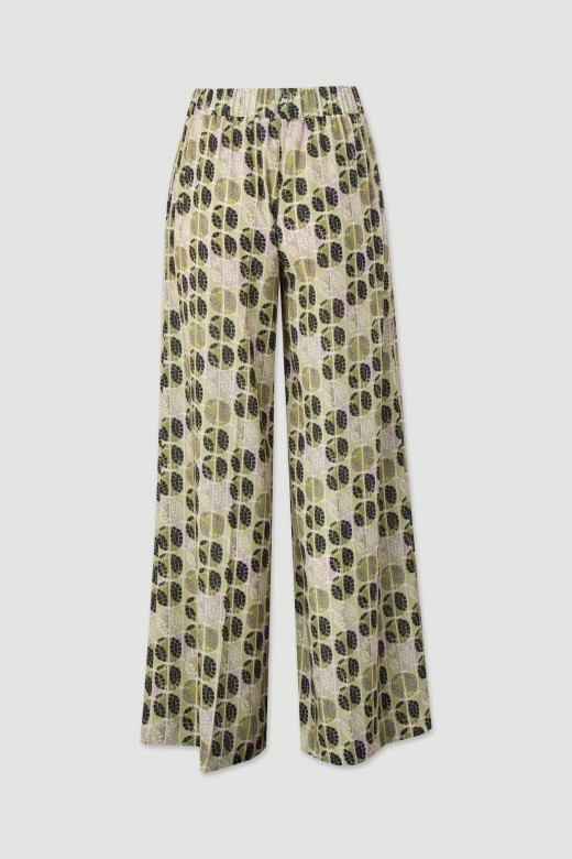 Cala wide leg estampada em algodo