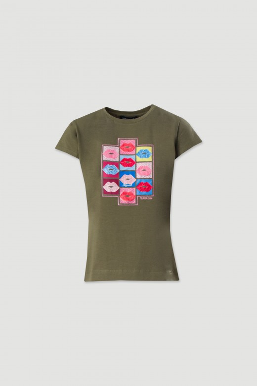 T-shirt em algodo com estampado na frente