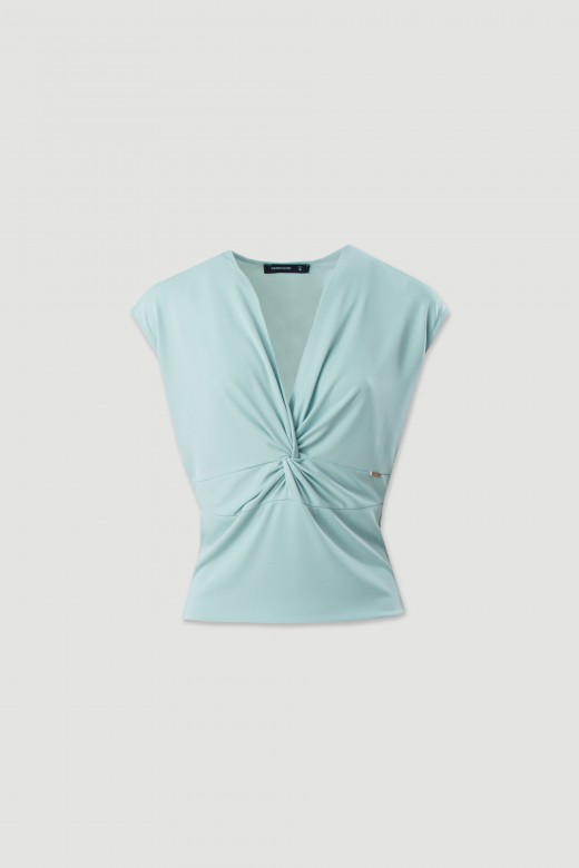 Knit sweater with knot detail